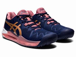 Tenisove Tenisky Asics Gel-resolution 8 Damske Námornícka Modrá Ruzove Zlate | 60193-GUSX