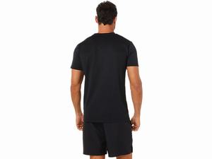 Topy Asics Court Grafika Kratke Sleeve Panske Čierne | 89602-RGMJ