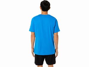 Topy Asics Kratke Sleeve Heather Tech Panske Modre | 19584-NXBE