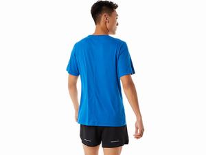 Topy Asics Kratke Sleeve Heather Tech Panske Modre | 39618-CPYL