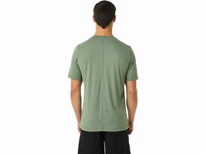 Topy Asics Kratke Sleeve Heather Tech Panske Zelene | 45830-EBMV