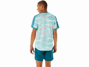 Topy Asics Match Grafika Kratke Sleeve Panske Tmavo Zelene | 47513-WBAF