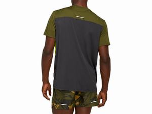 Topy Asics Race Kratke Sleeve Panske Tmavo Siva Zelene | 01249-TJBF