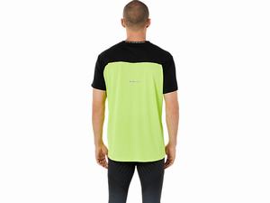 Topy Asics Race Kratke Sleeve Panske Čierne Zelene | 05189-DPWJ