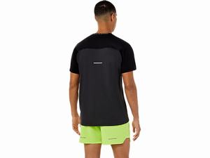 Topy Asics Race Kratke Sleeve Panske Čierne Tmavo Siva | 84523-KUCZ