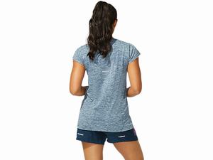 Topy Asics Race Seamless Kratke Sleeve Damske Modre | 83952-ICNH