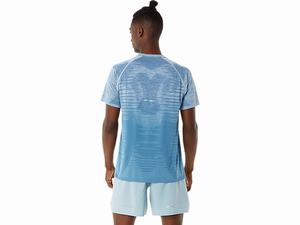 Topy Asics Seamless Kratke Sleeve Panske Modre Svetlo Siva | 73016-VCMU