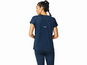 Topy Asics V-neck Kratke Sleeve Damske Modre | 29368-ZQPL