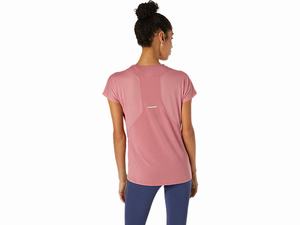 Topy Asics V-neck Kratke Sleeve Damske Ruzove | 96271-BLYM