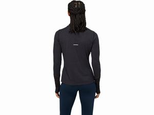 Topy Asics Wool Rib Long Sleeve Damske Čierne Tmavo Siva | 48532-EZMW