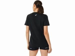 Tricko Asics Stripes V-neck Damske Čierne | 40389-AFLW