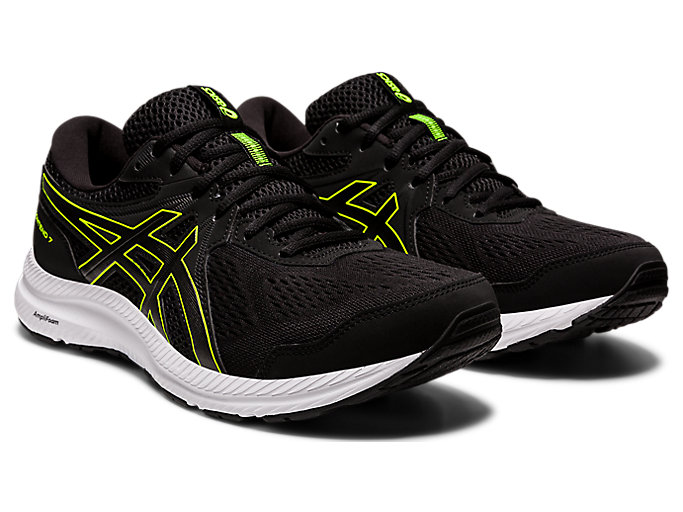 Bezecke Topanky Asics Gel-contend 7 (4e) Panske Čierne Zelene | 46705-LGZI