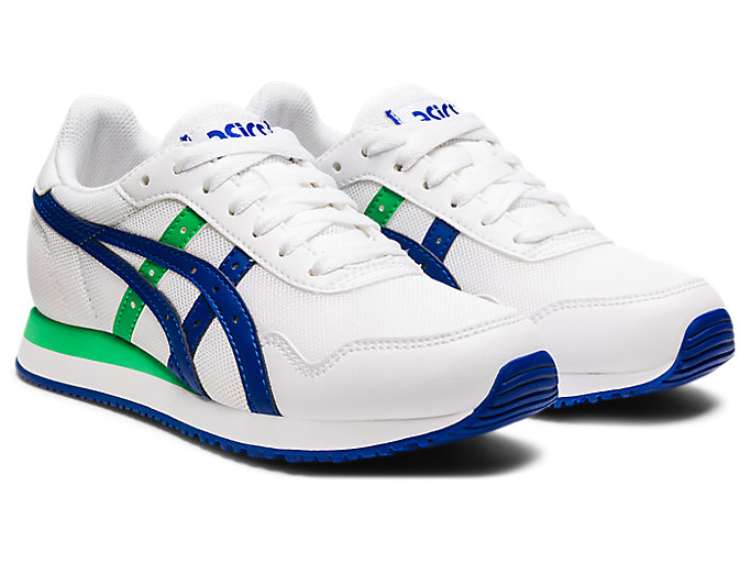 Skolske Topanky Asics Tiger Runner Grade Detske Biele Modre | 46705-WNEB