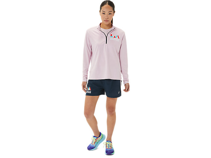 Tielko Asics Ready-set Half Zip Lam Damske Ruzove Modre | 23590-ERNK