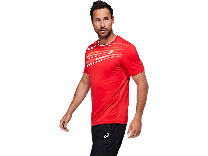 Topy Asics Court Grafika Kratke Sleeve Panske Červené | 90124-YLCD