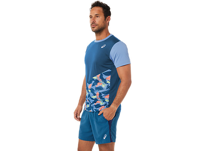 Topy Asics Court Grafika Kratke Sleeve Panske Svetlo Indigo | 94058-NTPU