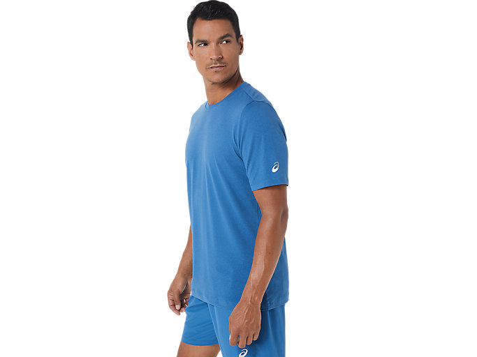 Topy Asics Kratke Sleeve Heather Tech Panske Modre | 34501-NMLK