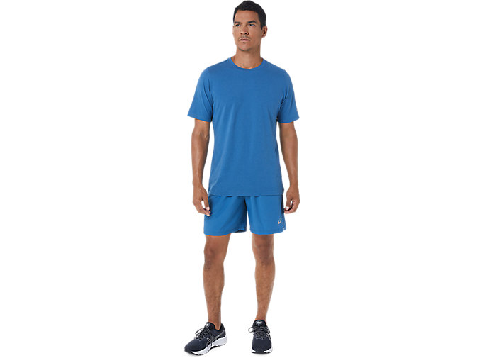 Topy Asics Kratke Sleeve Heather Tech Panske Modre | 34501-NMLK