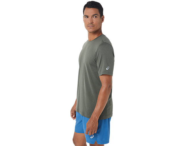 Topy Asics Kratke Sleeve Heather Tech Panske Zelene | 38509-CPIG