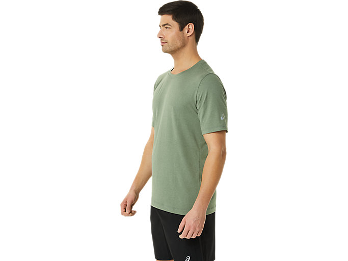 Topy Asics Kratke Sleeve Heather Tech Panske Zelene | 45830-EBMV