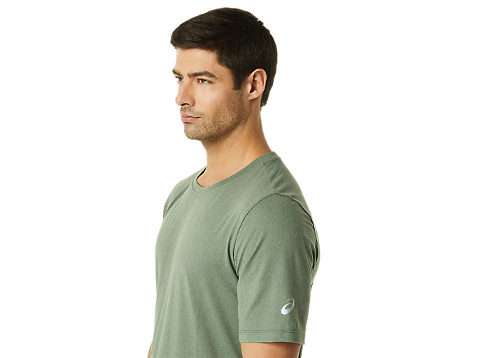 Topy Asics Kratke Sleeve Heather Tech Panske Zelene | 45830-EBMV