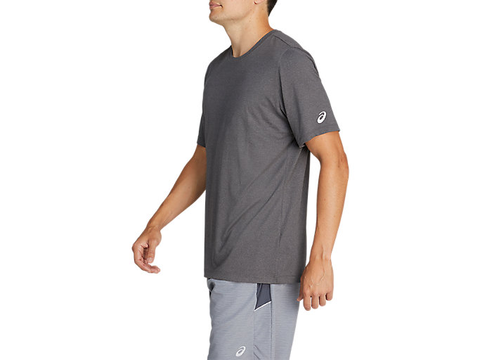 Topy Asics Kratke Sleeve Heather Tech Panske Tmavo Siva | 72635-AIOX