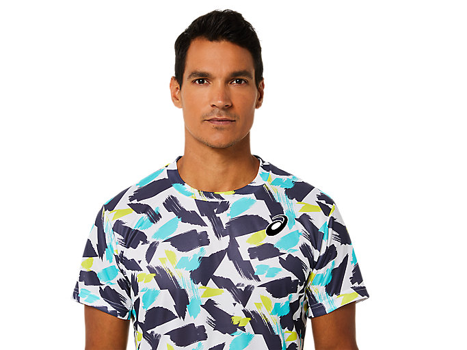 Topy Asics Match Grafika Kratke Sleeve Panske Biele | 35092-PUCE