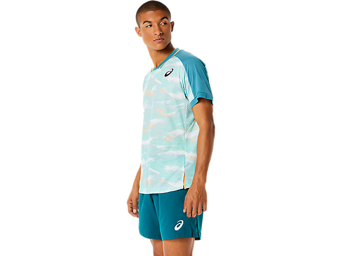 Topy Asics Match Grafika Kratke Sleeve Panske Tmavo Zelene | 47513-WBAF