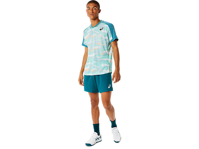 Topy Asics Match Grafika Kratke Sleeve Panske Tmavo Zelene | 47513-WBAF