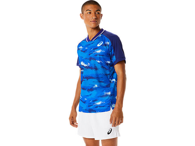 Topy Asics Match Grafika Kratke Sleeve Panske Modre | 60954-LPEW