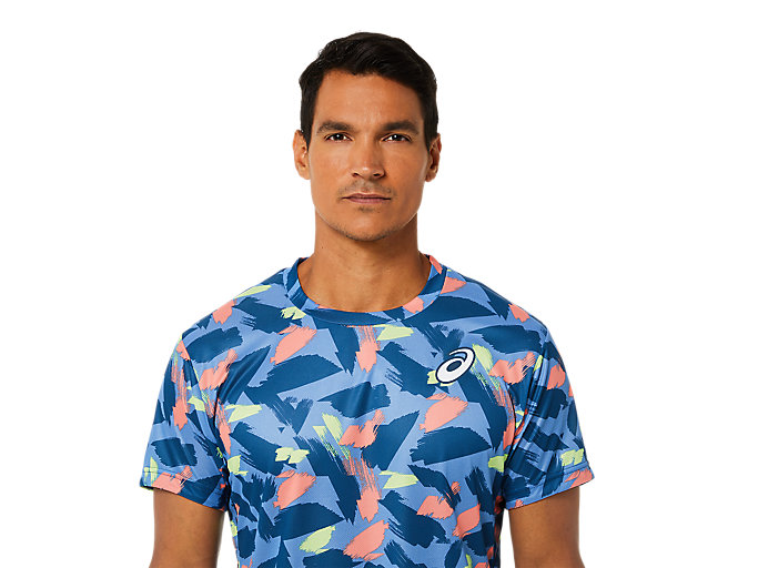 Topy Asics Match Grafika Kratke Sleeve Panske Svetlo Indigo | 75489-POHA