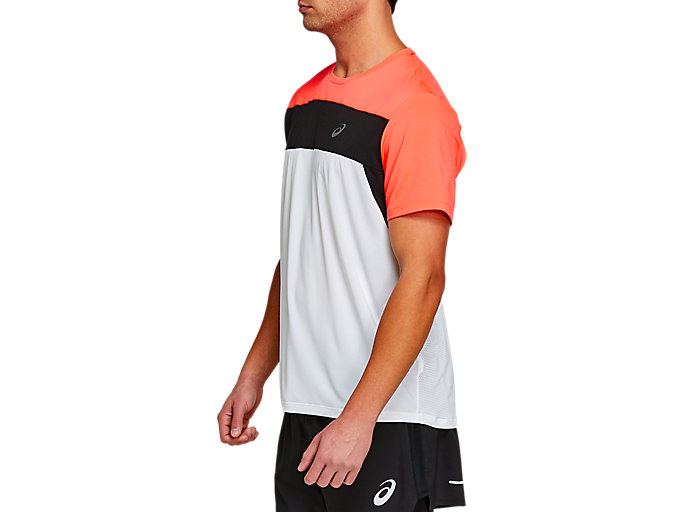 Topy Asics Race Kratke Sleeve Panske Biele Koralove | 70245-XAFO