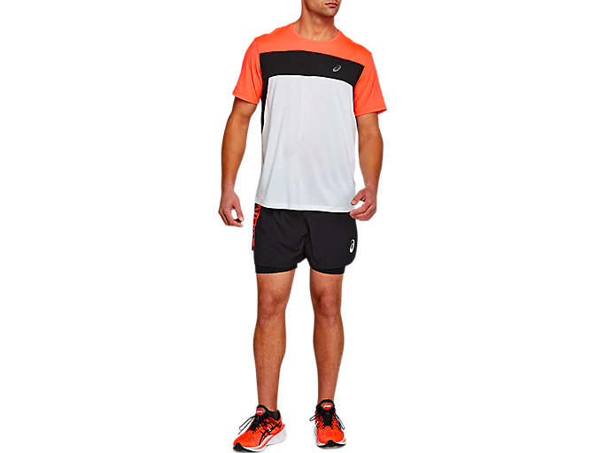 Topy Asics Race Kratke Sleeve Panske Biele Koralove | 70245-XAFO