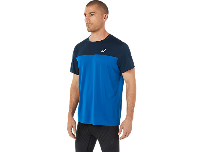 Topy Asics Race Kratke Sleeve Panske Modre | 34172-DRSK