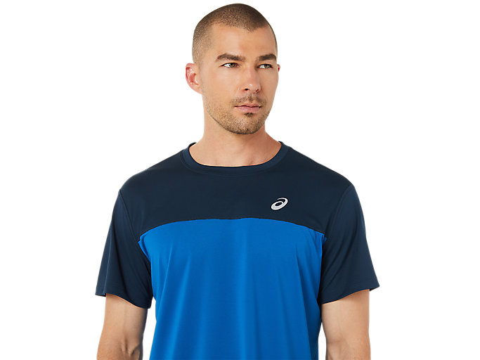 Topy Asics Race Kratke Sleeve Panske Modre | 34172-DRSK