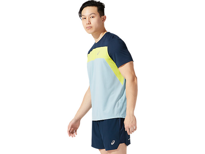 Topy Asics Race Kratke Sleeve Panske Modre | 62451-NSFB