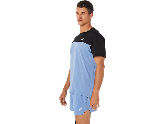 Topy Asics Race Kratke Sleeve Panske Čierne Modre | 21706-PXBS