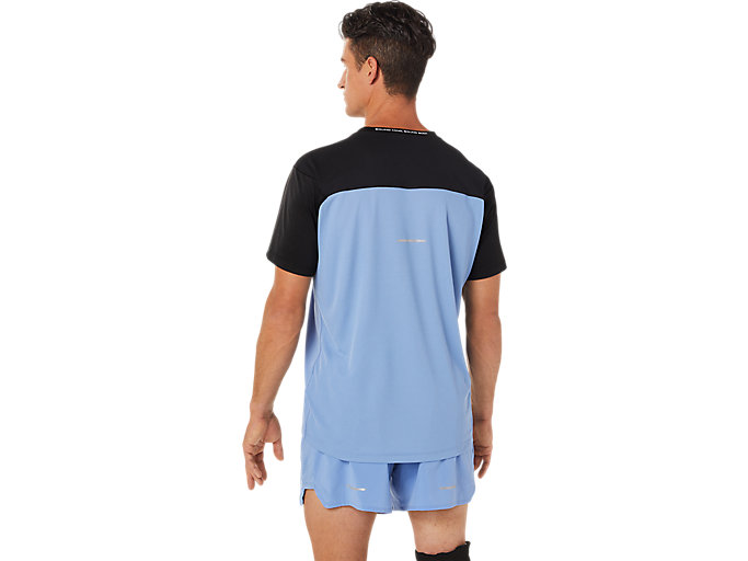 Topy Asics Race Kratke Sleeve Panske Čierne Modre | 21706-PXBS