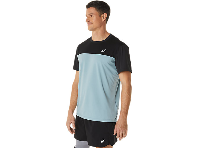 Topy Asics Race Kratke Sleeve Panske Čierne Svetlo Siva | 24361-UQGF