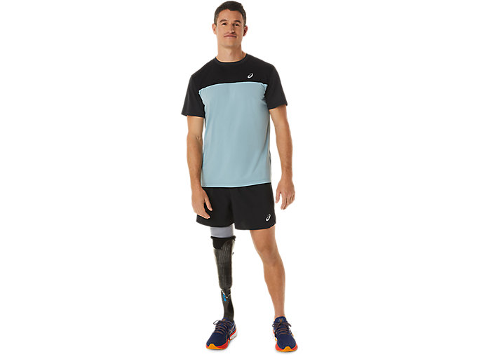 Topy Asics Race Kratke Sleeve Panske Čierne Svetlo Siva | 24361-UQGF