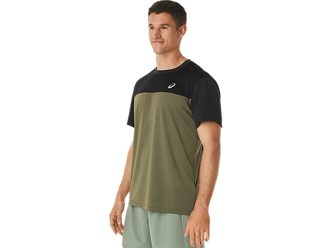 Topy Asics Race Kratke Sleeve Panske Čierne Zelene | 94125-DHUI