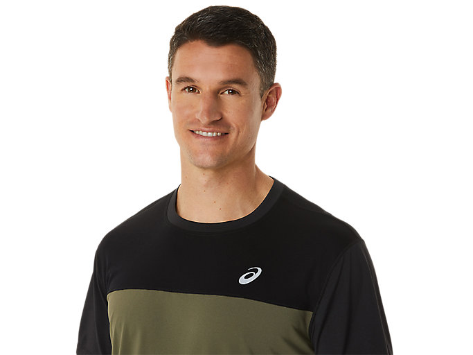 Topy Asics Race Kratke Sleeve Panske Čierne Zelene | 94125-DHUI