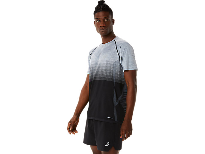 Topy Asics Seamless Kratke Sleeve Panske Čierne Siva | 52869-BKWV