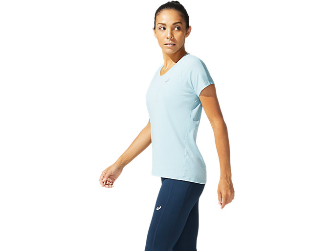 Topy Asics V-neck Kratke Sleeve Damske Modre | 34976-YQEW