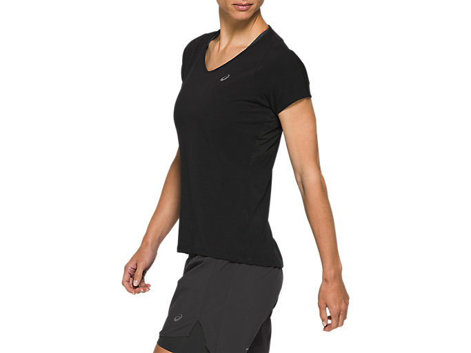 Topy Asics V-neck Kratke Sleeve Damske Čierne | 20538-XOZJ