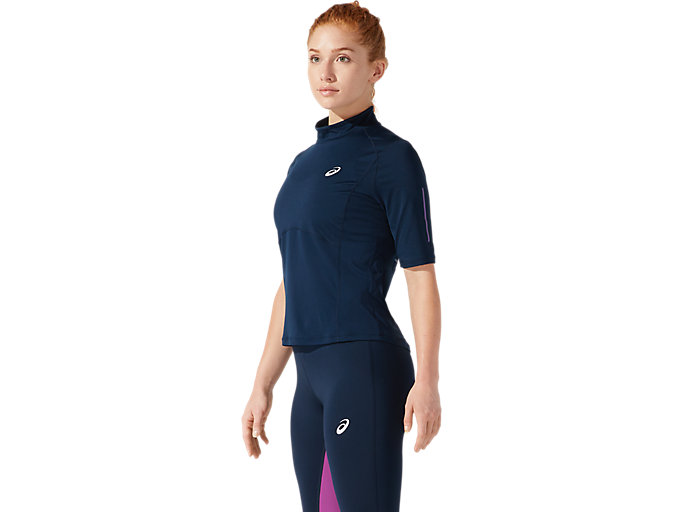 Topy Asics Visibility Kratke Sleeve Damske Modre | 25980-XCTJ