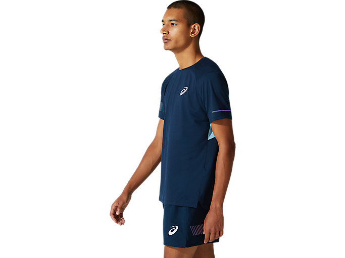 Topy Asics Visibility Kratke Sleeve Panske Modre Modre | 60452-MITY