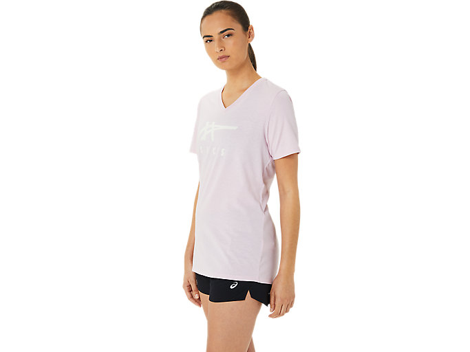 Tricko Asics Stripes V-neck Damske Ruzove | 47283-YCIX