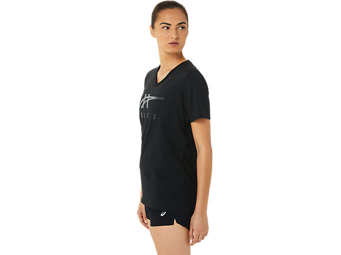 Tricko Asics Stripes V-neck Damske Čierne | 40389-AFLW