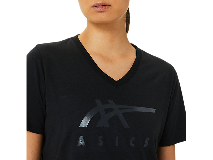 Tricko Asics Stripes V-neck Damske Čierne | 40389-AFLW